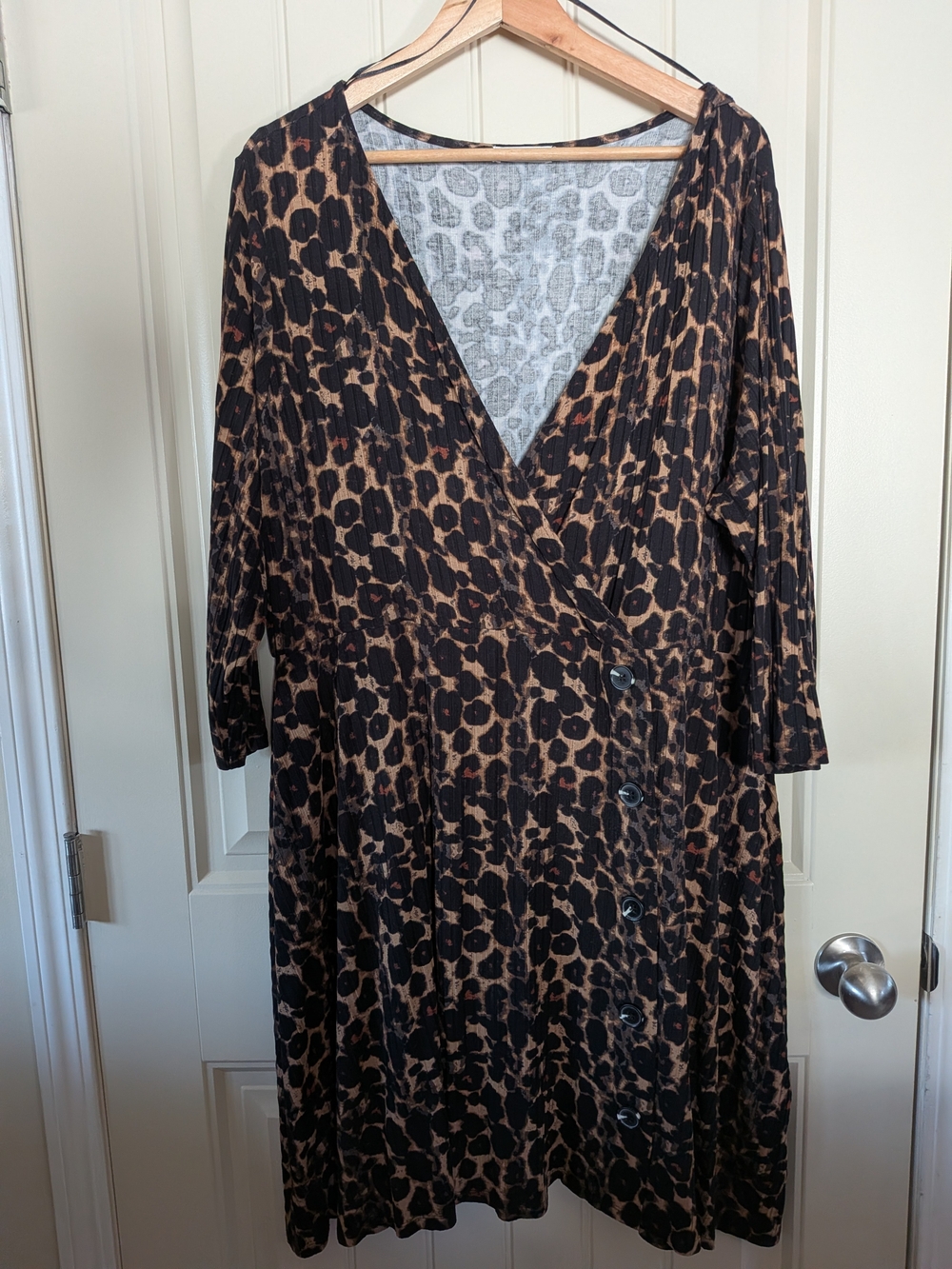 NWOT Leopard Print Faux Wrap Dress
